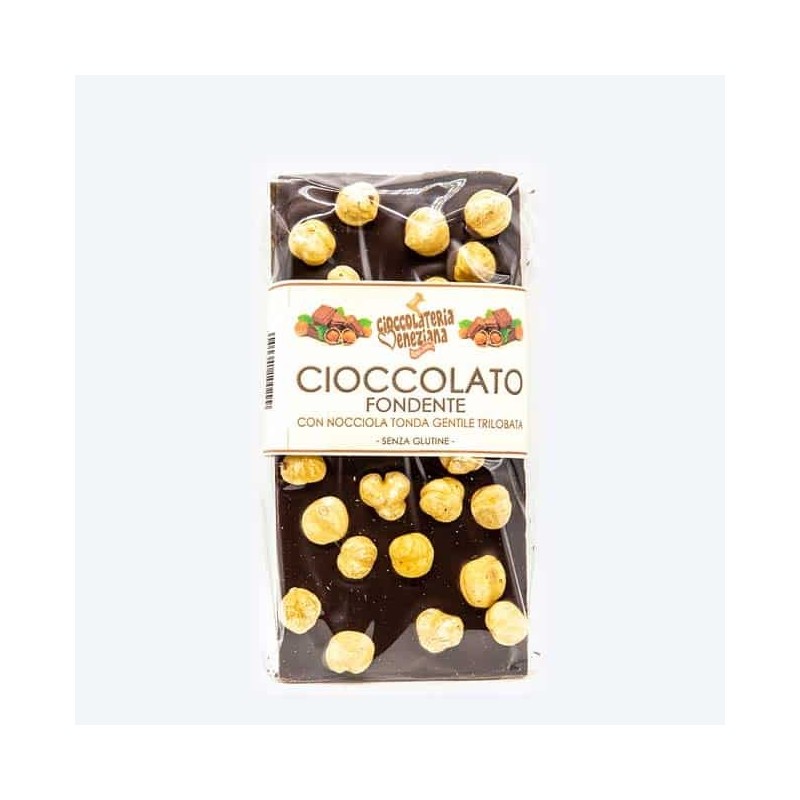 Tavoletta cioccolato fondente con nocciola tonda trilobata gentile