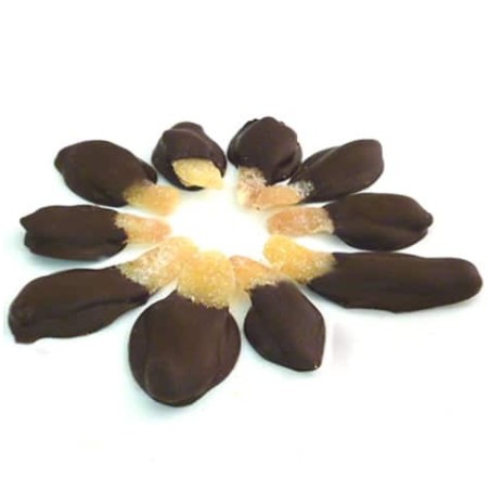 Zenzero ricoperto con cioccolato fondente