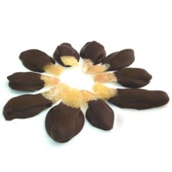 Zenzero ricoperto con cioccolato fondente