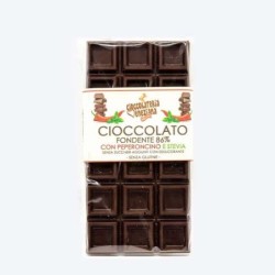 Tavoletta Cioccolato Fondente 86% al Peperoncino dolcificato con stevi