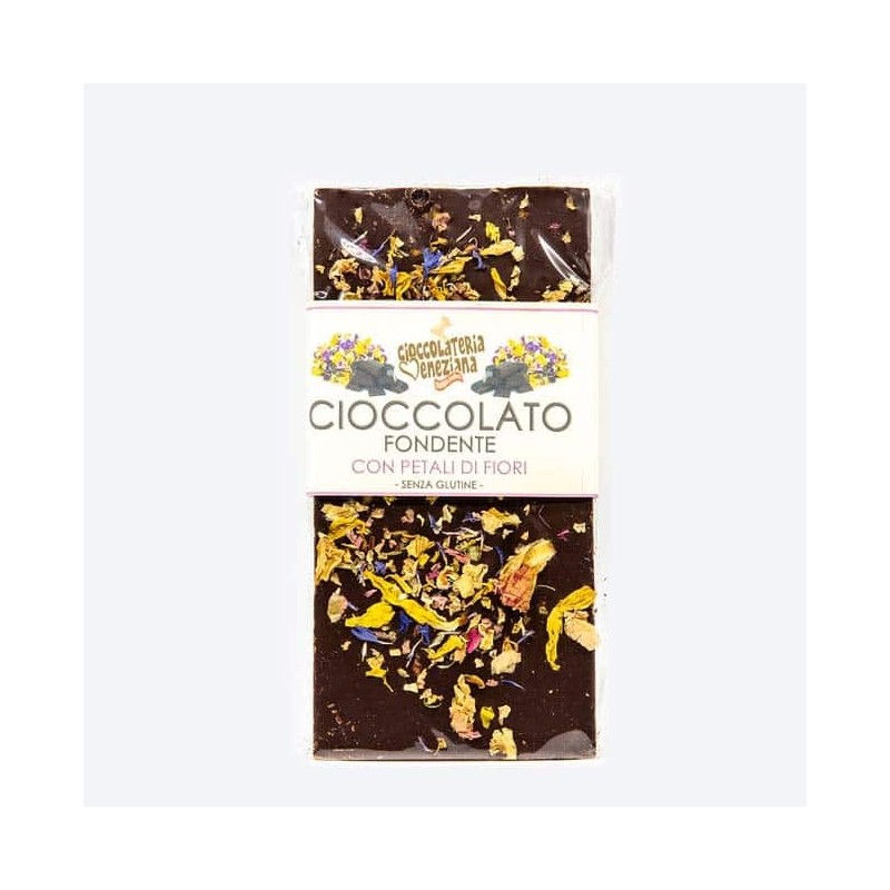 Cioccolato fondente con petali di fiori