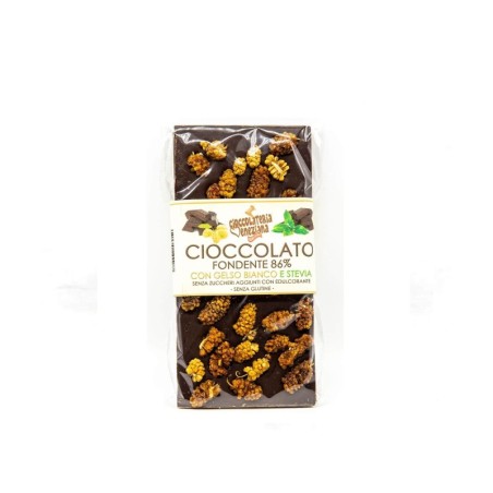 Tavoletta Cioccolato Fondente 86% con gelso bianco dolcificato con ste