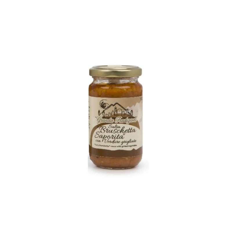 Salsa bruschetta saporita con verdure grigliate
