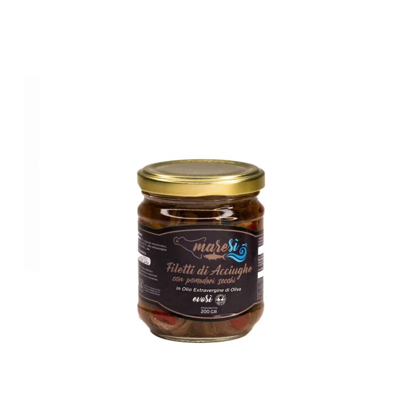 Filetti di acciughe arrotolati con Pomodori Secchi